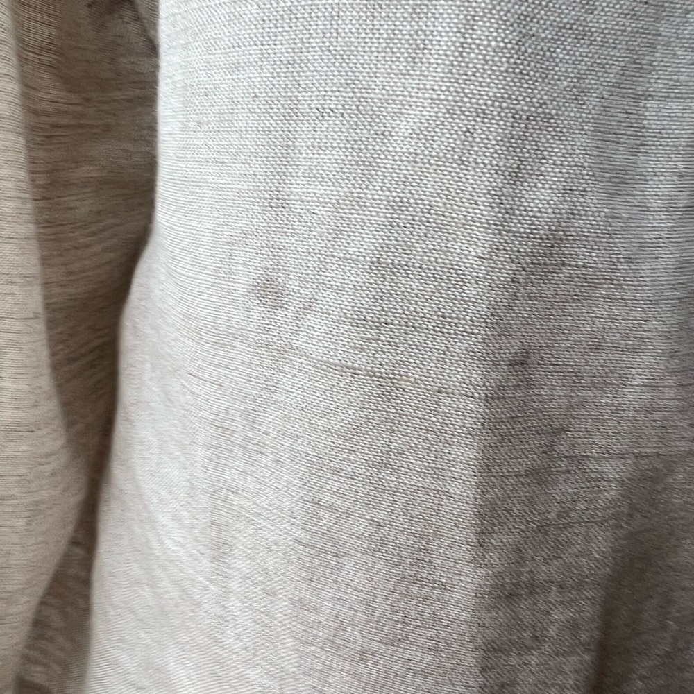 VINTAGE Linen Button V-Neck Beige Natural 3/4 Sleeve Top Womens Medium - Picture 6 of 9